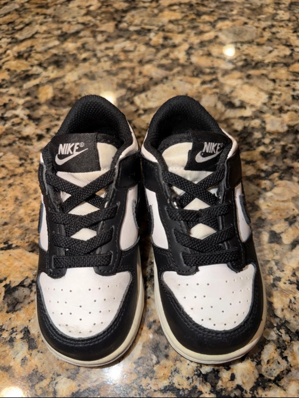 Nike Kids Black and White Low-Top Sneakers with Logo